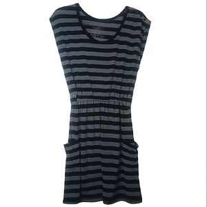 Poof Dress black and gray striped jersey knit size L